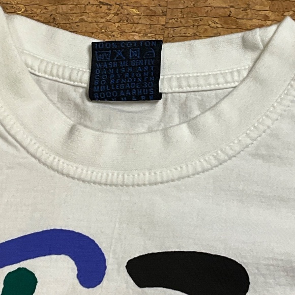 Vintage Bo Bendixen Bike Art Tee Denmark White Medium Unisex 90s Graphic T-Shirt - Picture 8 of 14